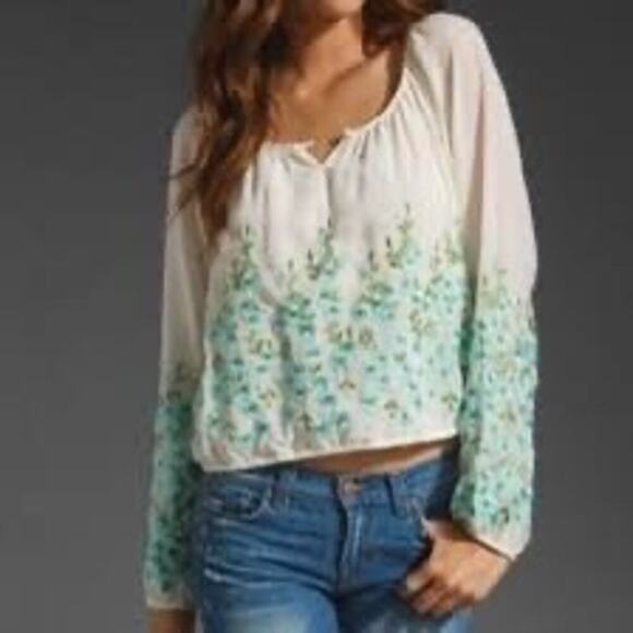 Free People Tops - Free People Embroidered Forget Me Not Blouse Womens Medium